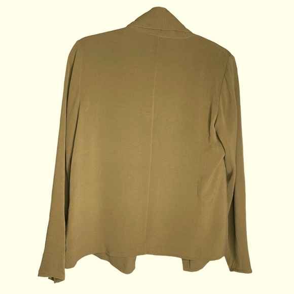 Eileen Fisher Silk Blend Open Front Cardigan Green Sz Petite Med - Picture 2 of 6
